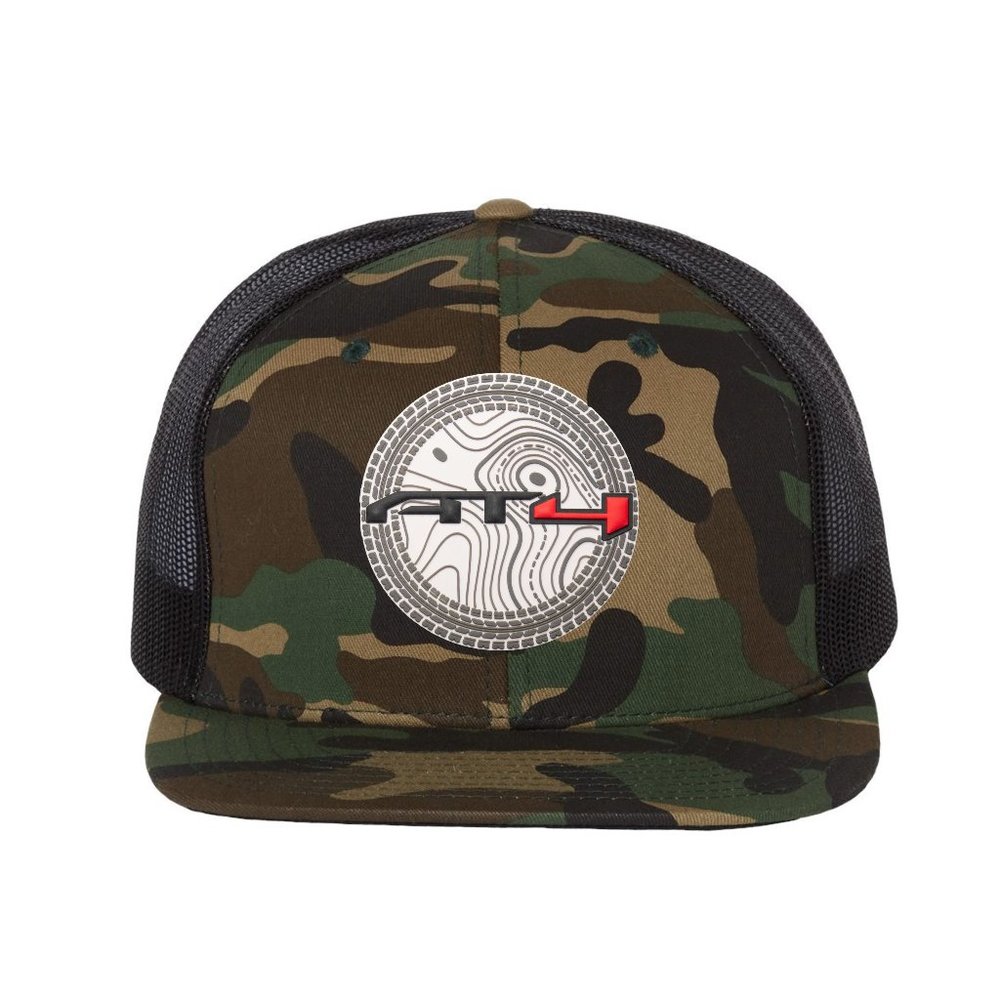 AT4 3D Topo Wool Blend Flat Bill Trucker Hat-Army Camo/ White